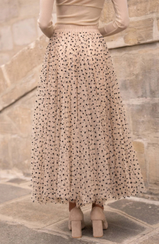 Tüllrock mit Herzen "Beige/Schwarz"